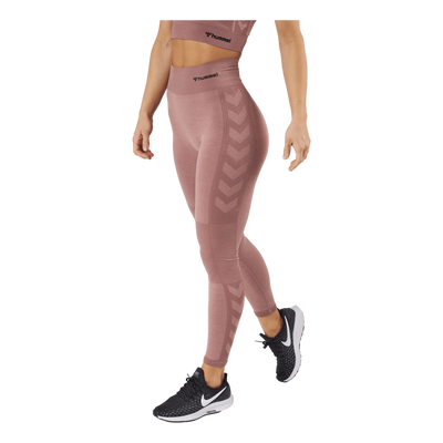 Hmlclea Seamless Mid Waist Tig Woodrose/rose Taupe Melange
