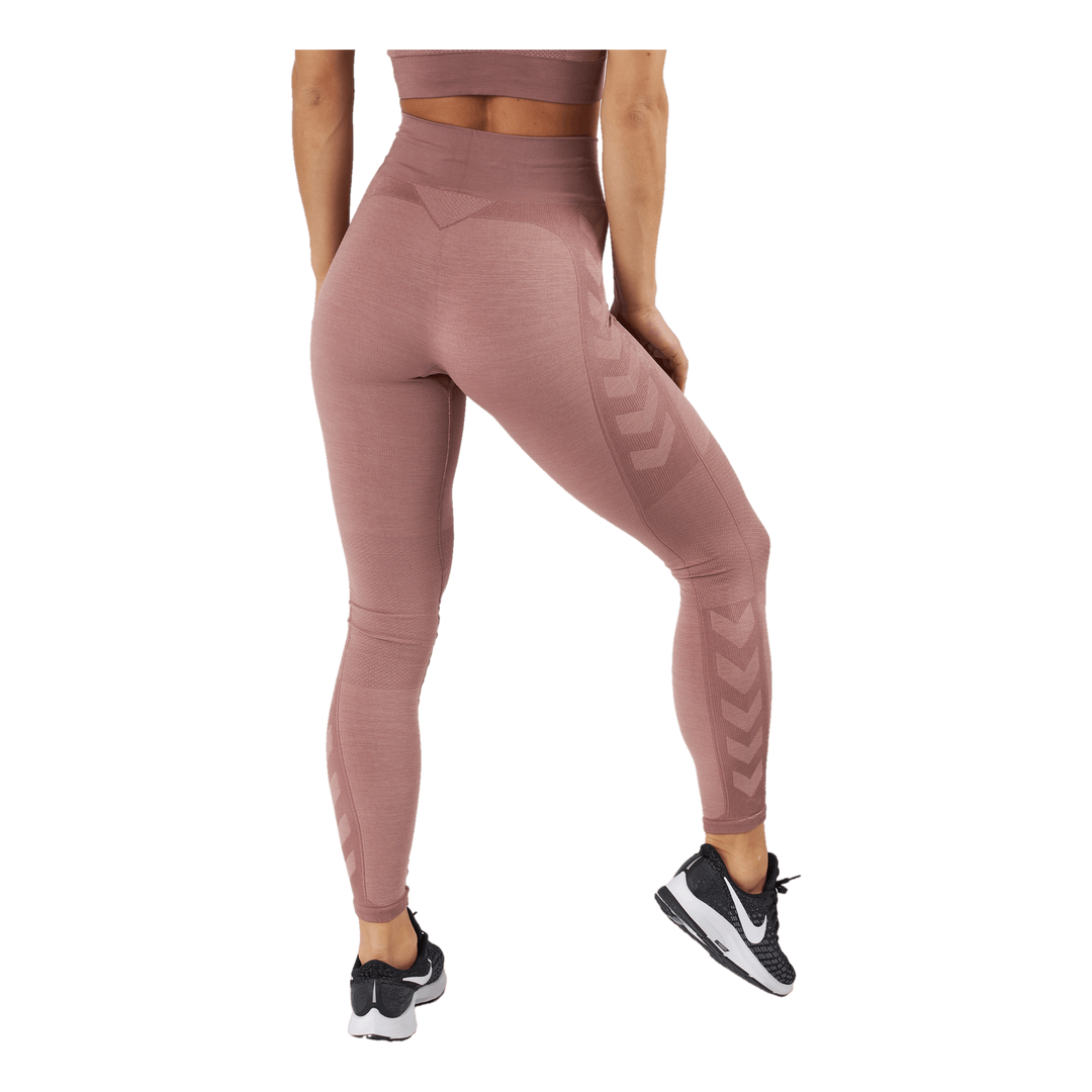 Hmlclea Seamless Mid Waist Tig Woodrose/rose Taupe Melange