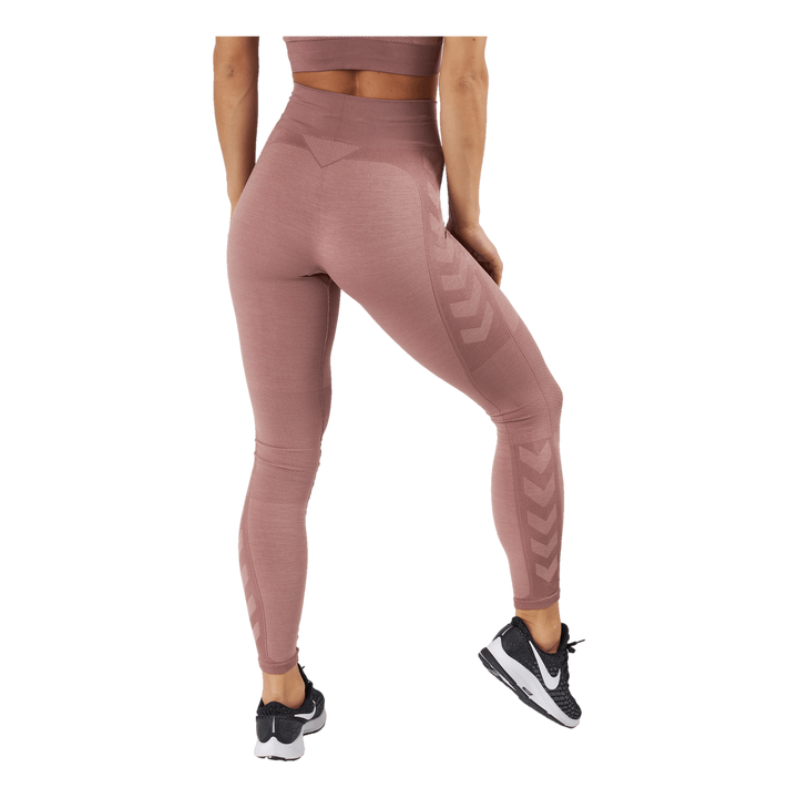 Hmlclea Seamless Mid Waist Tig Woodrose/rose Taupe Melange