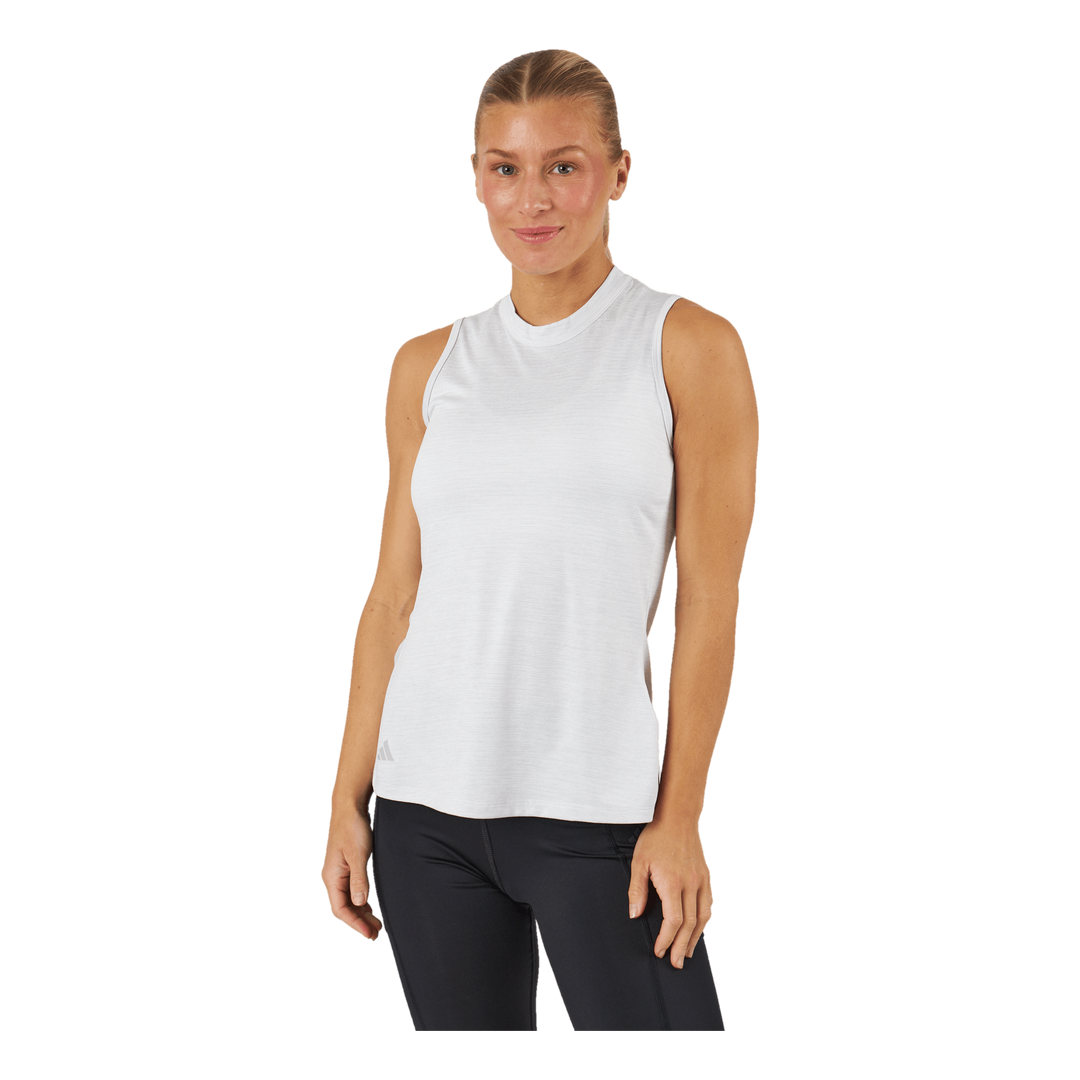 Essentials Heathered Mock-Neck Sleeveless Golf Polo Shirt White