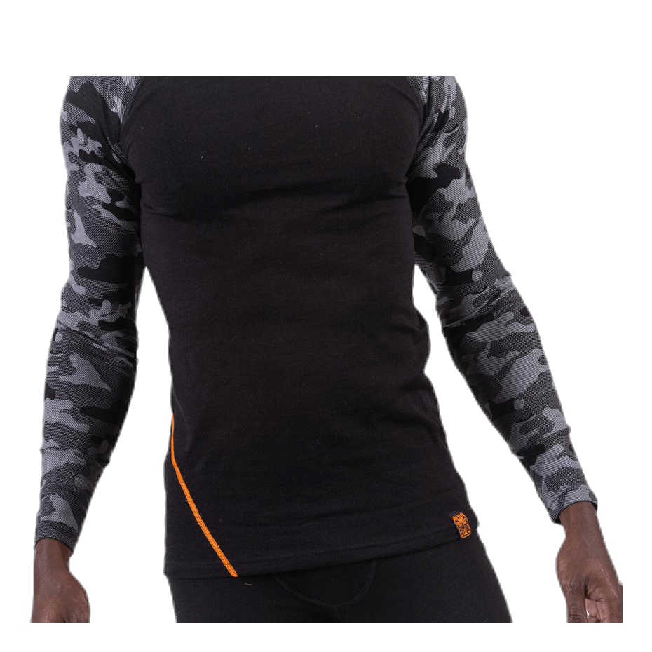 Camo Merino Wool Crew Black