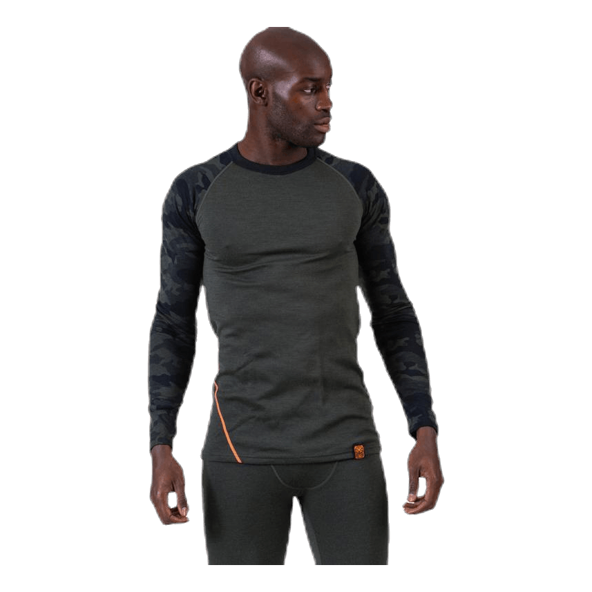 Camo Merino Wool Crew Green