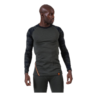 Camo Merino Wool Crew Green