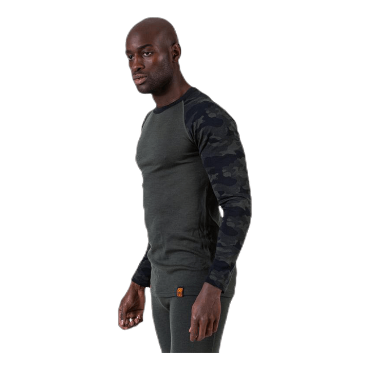 Camo Merino Wool Crew Green