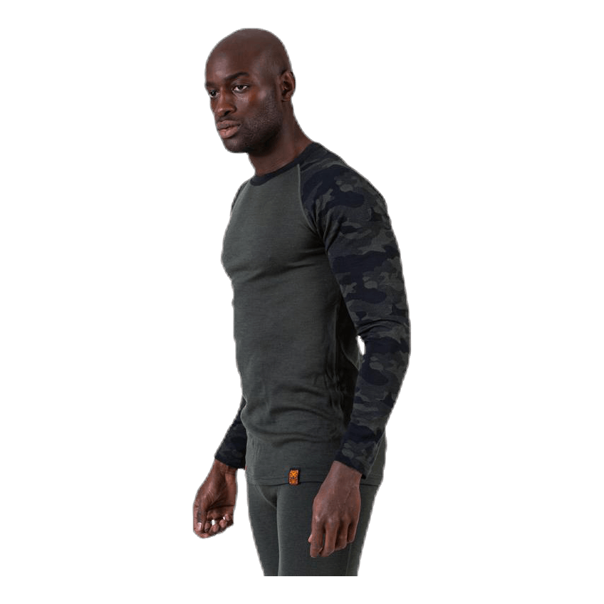 Camo Merino Wool Crew Green