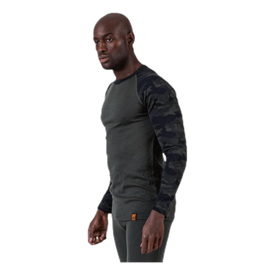 Camo Merino Wool Crew Green