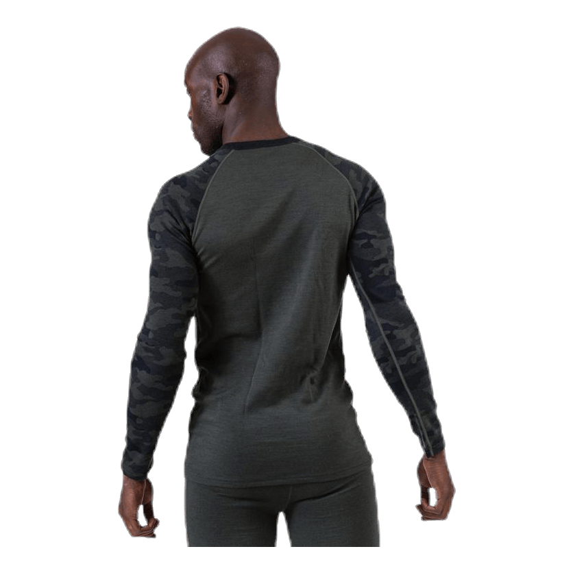 Camo Merino Wool Crew Green