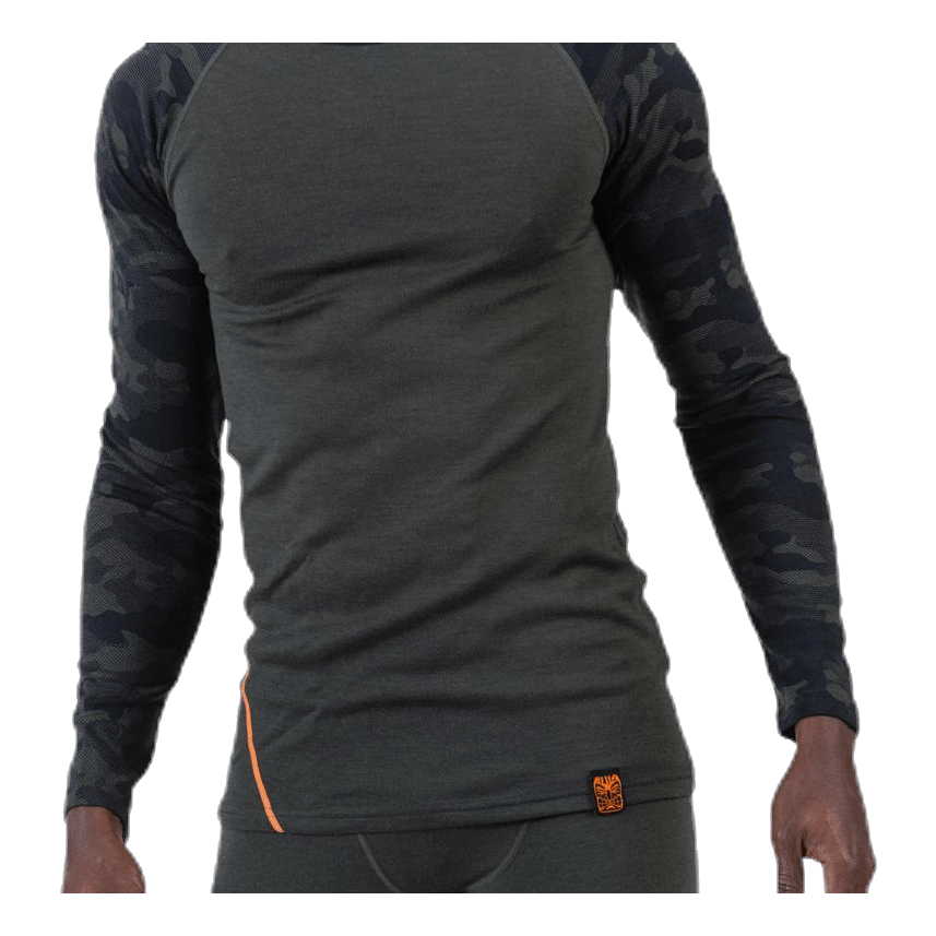 Camo Merino Wool Crew Green