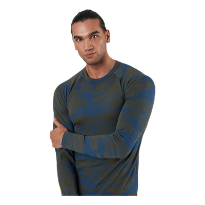 Camo Merino Wool Crew Blue/Green