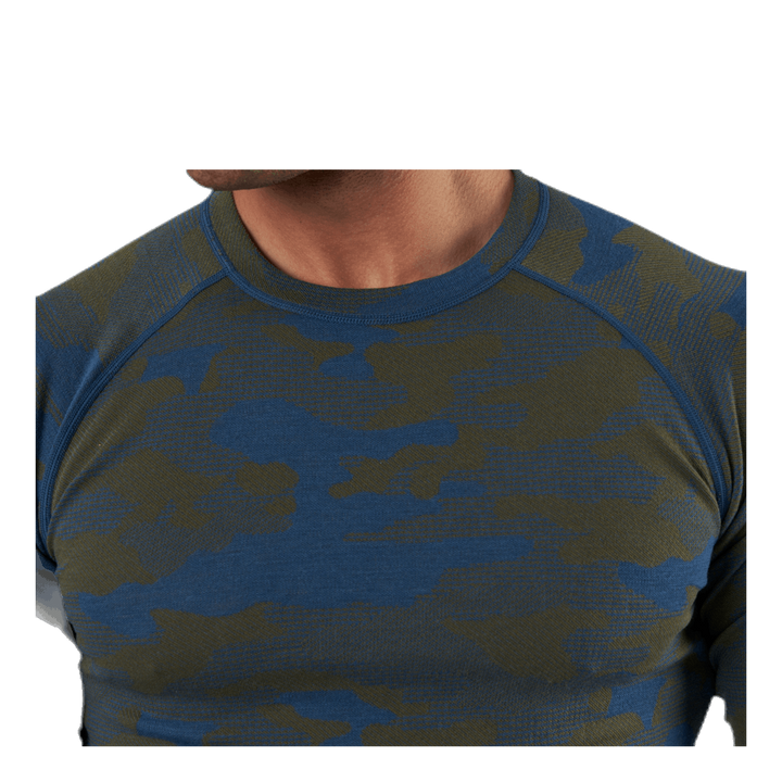 Camo Merino Wool Crew Blue/Green
