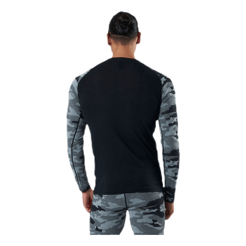 Camo Merino Wool Crew Black/Grey