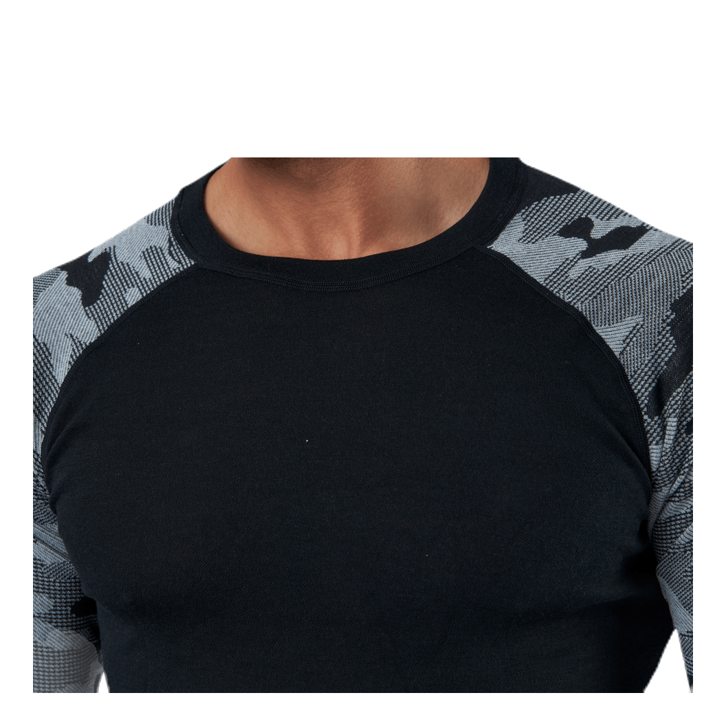 Camo Merino Wool Crew Black/Grey