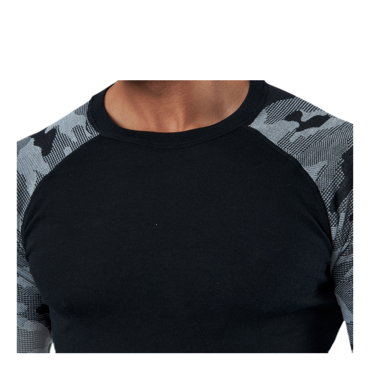 Camo Merino Wool Crew Black/Grey