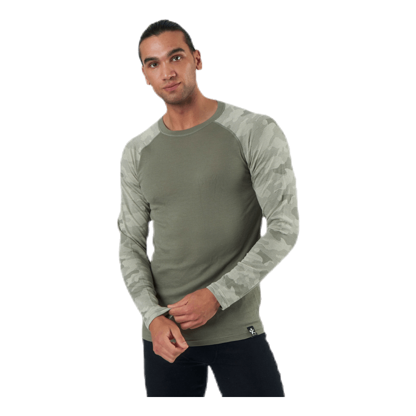 Camo Merino Wool Crew Beige