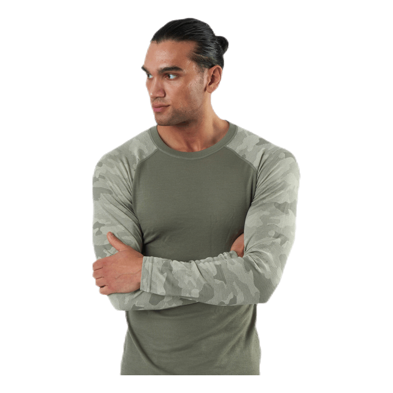Camo Merino Wool Crew Beige