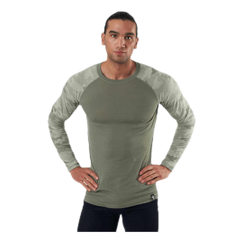 Camo Merino Wool Crew Beige
