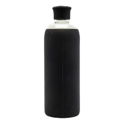Glass Water Bottle White/Black