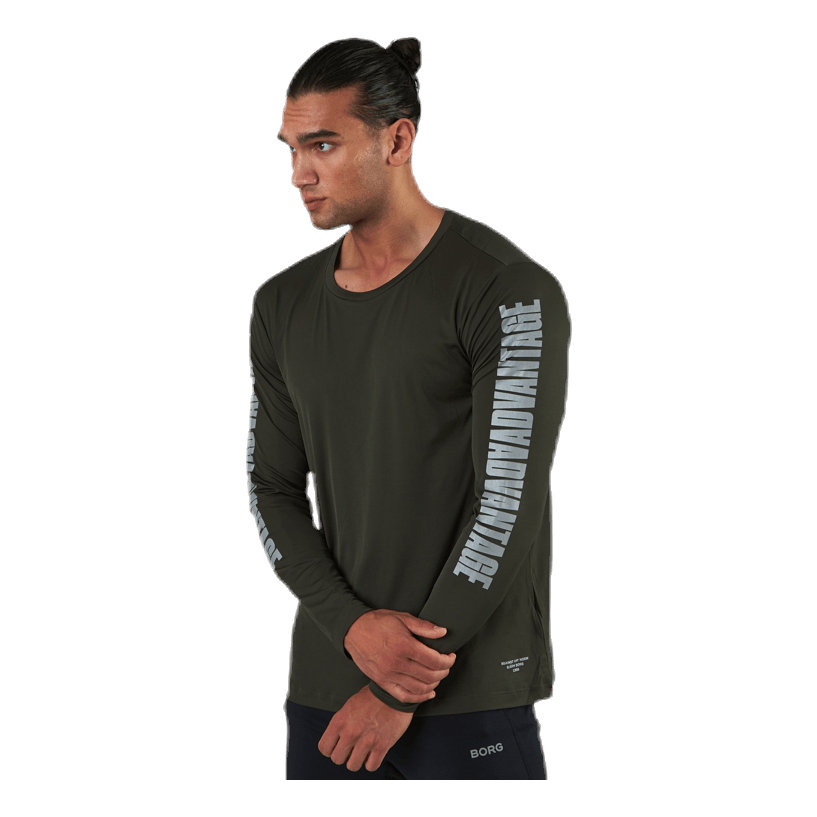 Perf Night LS Tee Green