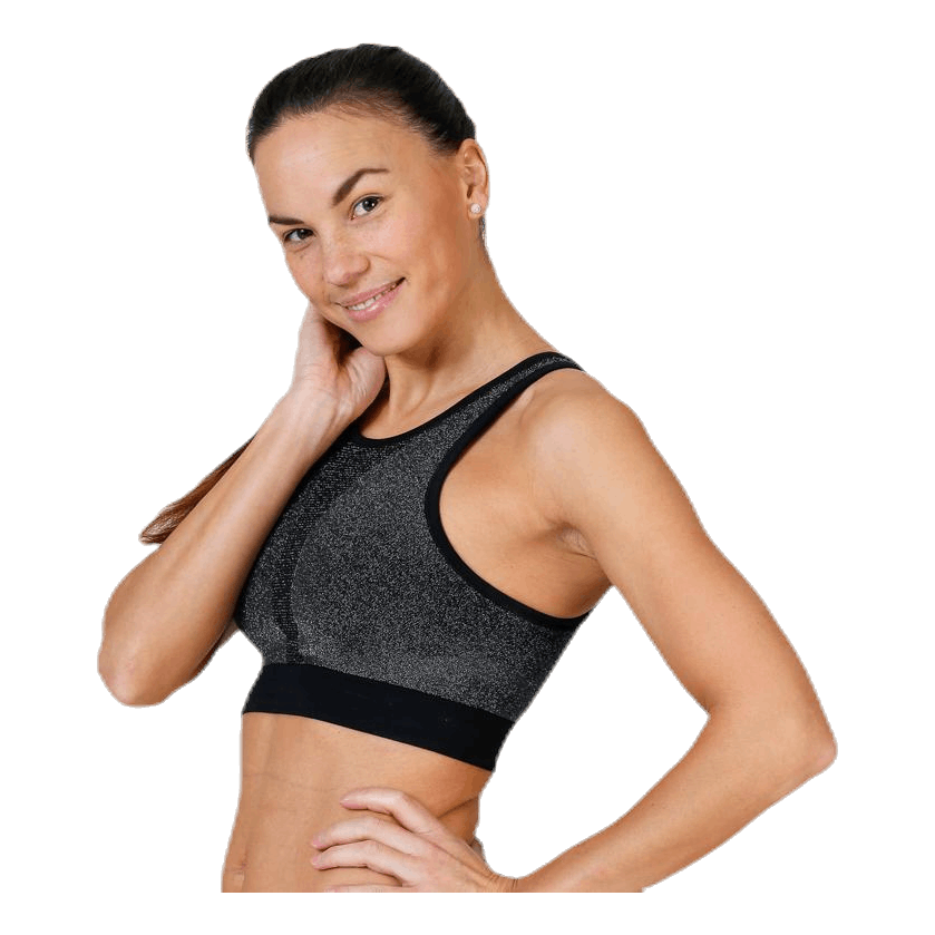 Seamless Sparkle Sports Top Black
