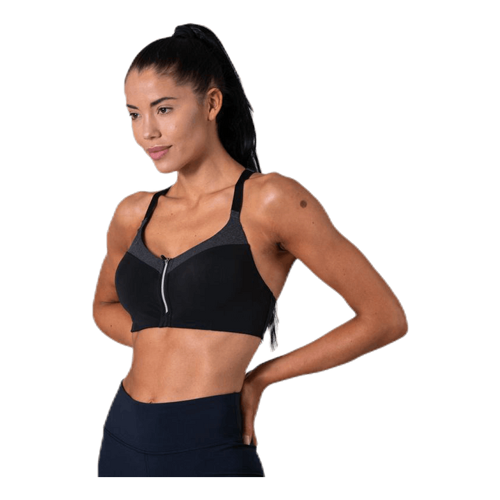 Front Zip Sports Bra Grey