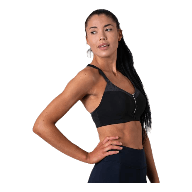 Front Zip Sports Bra Grey