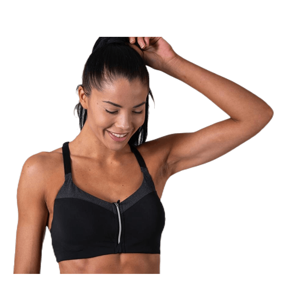 Front Zip Sports Bra Grey