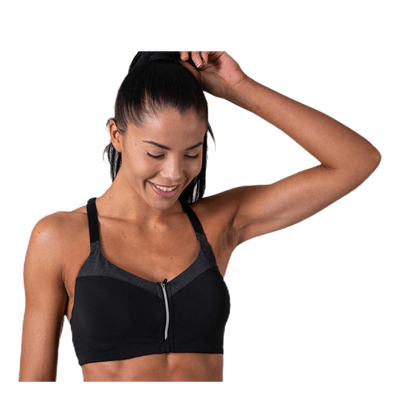 Front Zip Sports Bra Grey