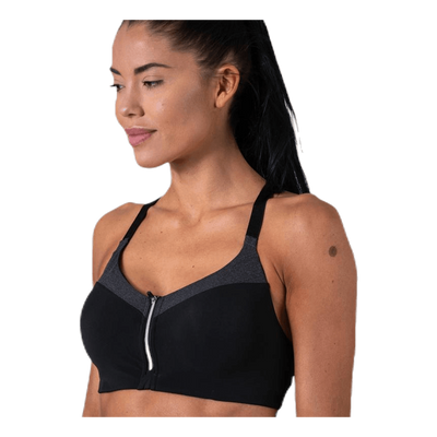 Front Zip Sports Bra Grey