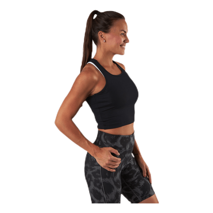 Bold Rib Crop Tank Black