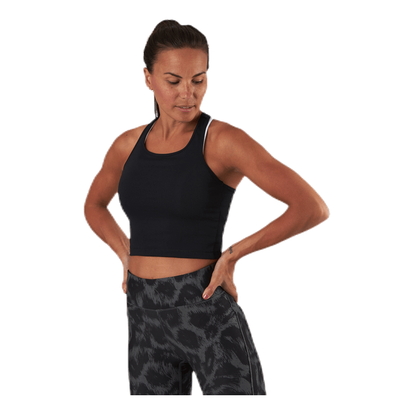 Bold Rib Crop Tank Black