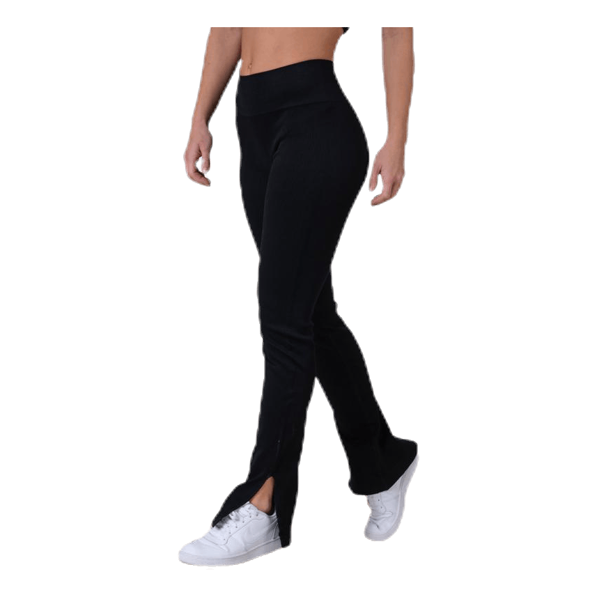 Seamless Rib Slit Pants Black