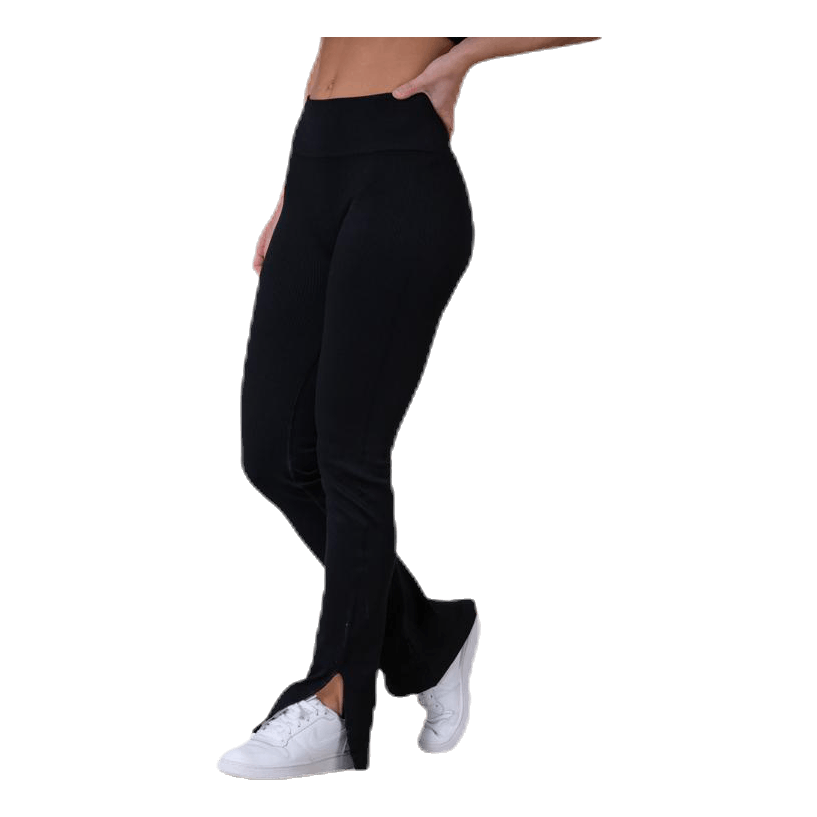 Seamless Rib Slit Pants Black