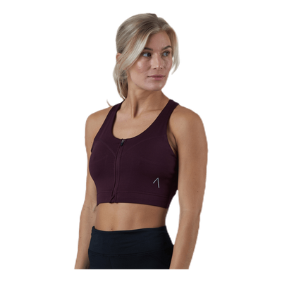 Zip Sports Bra Red