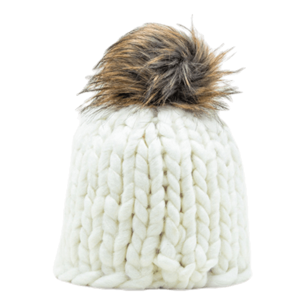 Fox Knitted Beanie White