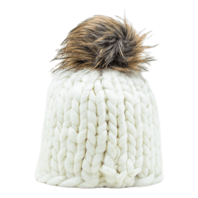 Fox Knitted Beanie White