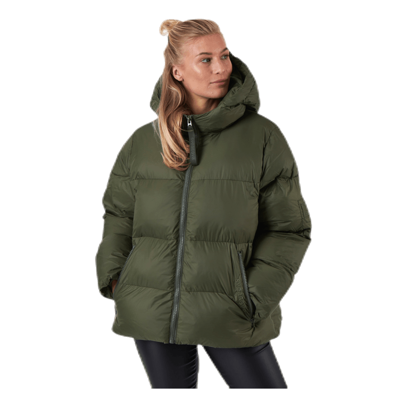 Short Padded Hood Jacket Green