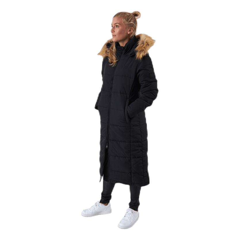 Long Slim Padded Parka Black