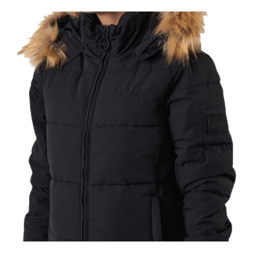 Long Slim Padded Parka Black