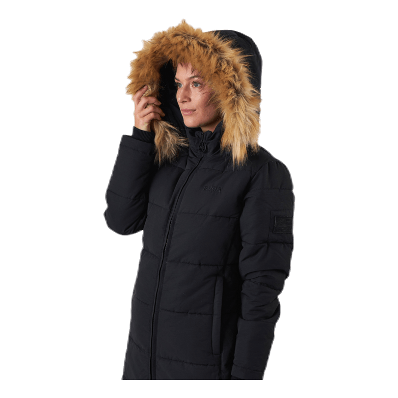 Long Slim Padded Parka Black