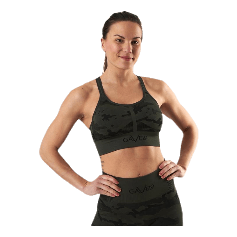 Seamless Camo Sports Bra Patterned/Black