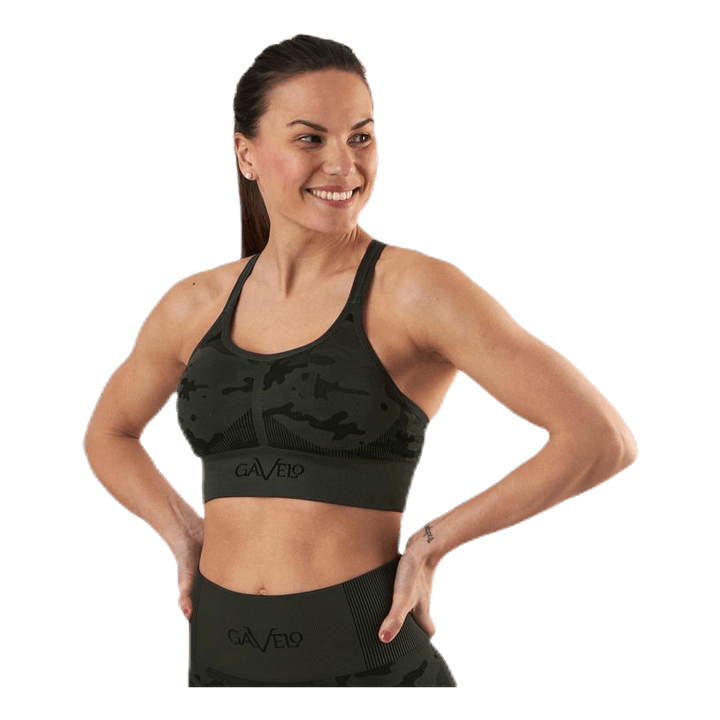 Seamless Camo Sports Bra Patterned/Black