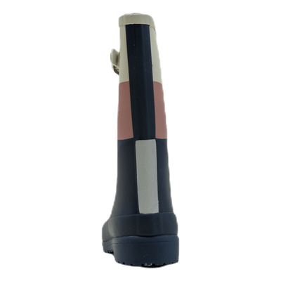 Junior June Rubber Boot Blue/Pink/Grey