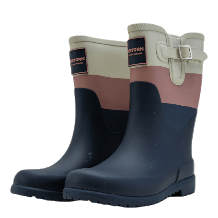 Junior June Rubber Boot Blue/Pink/Grey