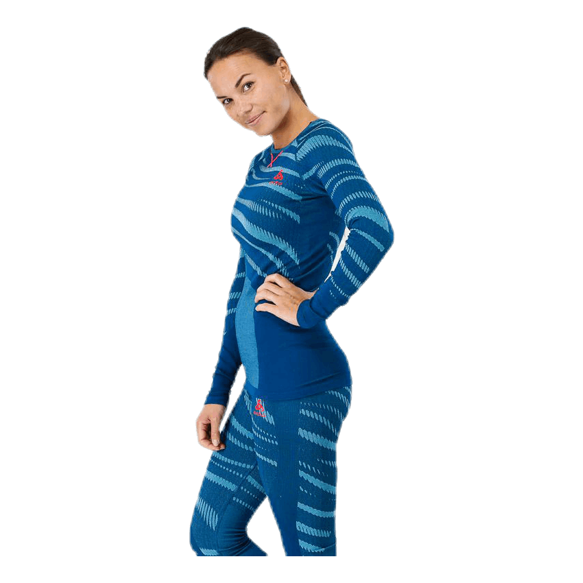 Suw Top Crew Neck LS Performance Blackcomb Blue/Pink
