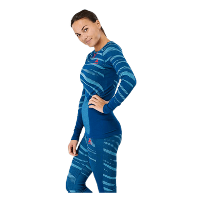 Suw Top Crew Neck LS Performance Blackcomb Blue/Pink