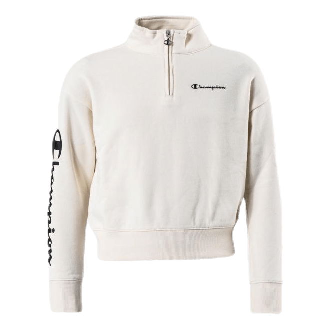 Girls Half Zip Sweatshirt White