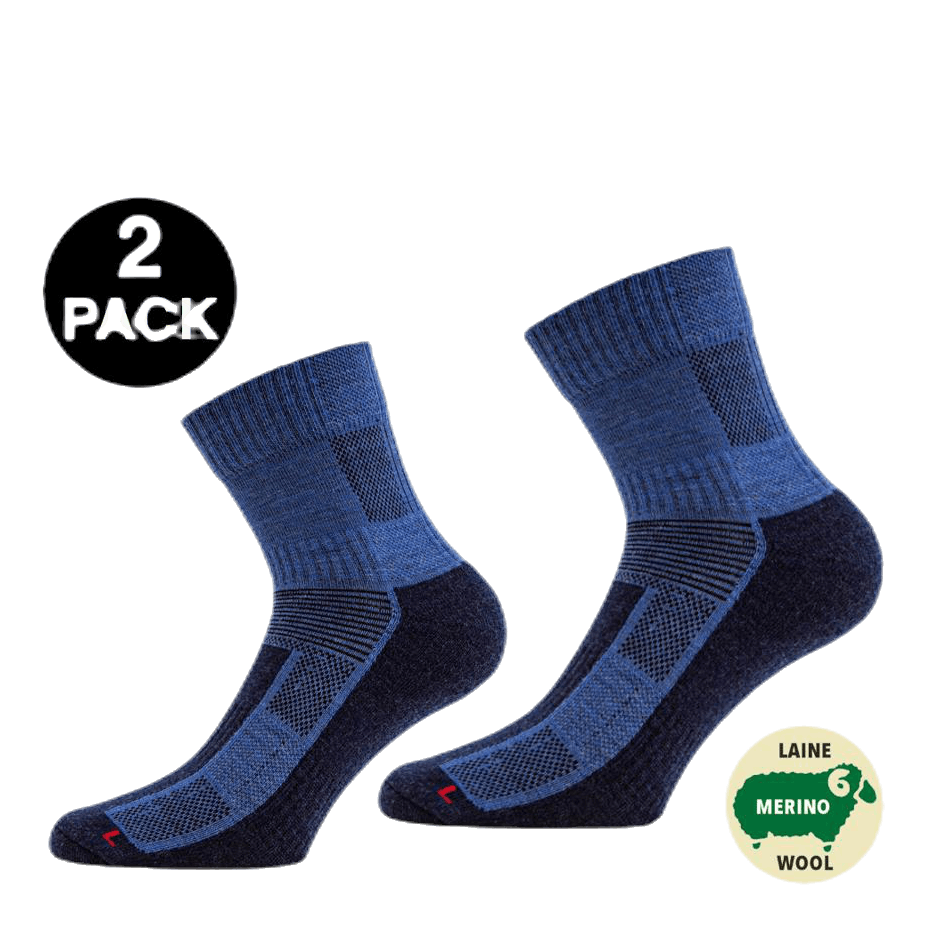 Leonardo Qtr - 2-pack Merino Wool Quarter Length Walking Socks Blue