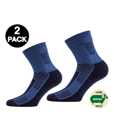 Leonardo Qtr - 2-pack Merino Wool Quarter Length Walking Socks Blue