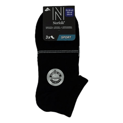Fresh- 3-Pack Cotton Low Cut Training Socks Black