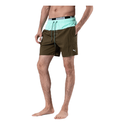 Logo Medium Length Swim Shorts Brown/Green